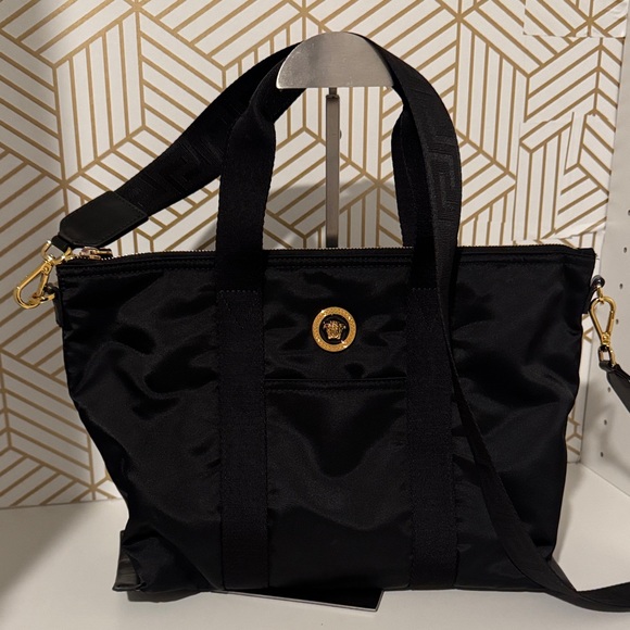 NEW Versace Black nylon bag gold accents - Picture 1 of 1